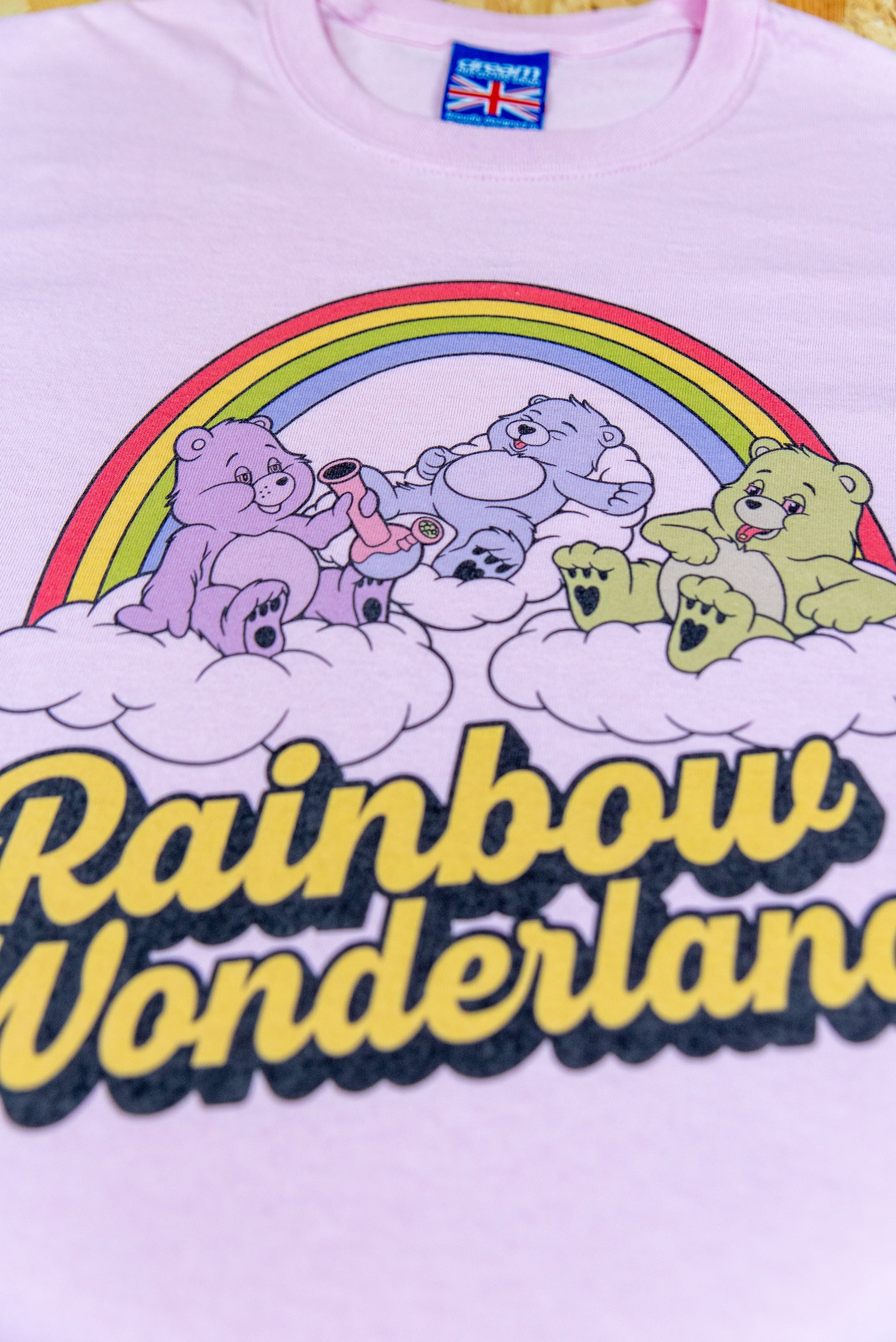 Short Sleeved T-Shirt in Light Pink with Rainbow Wonderland Print-2