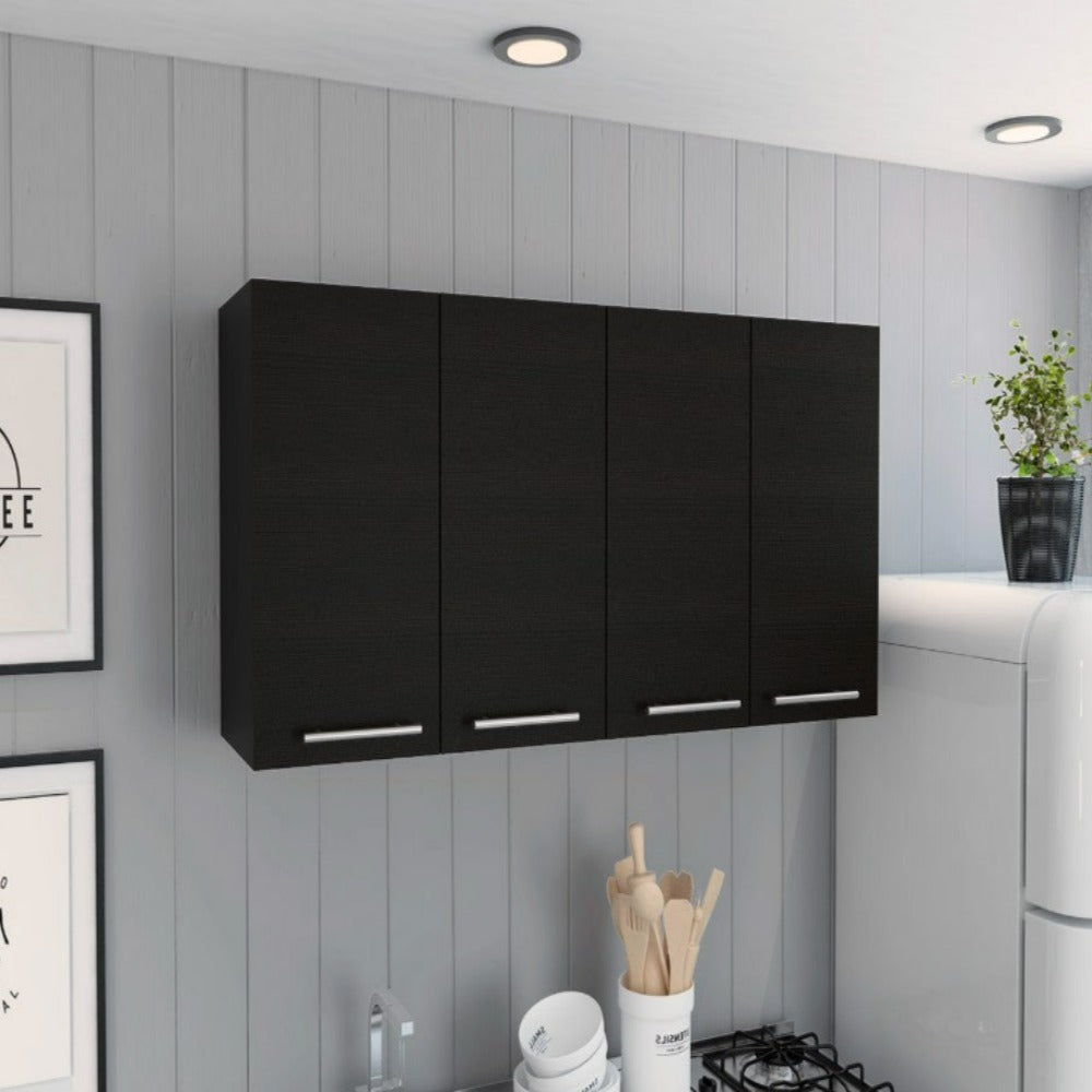 Kitchen Cabinet Durham, Four Doors, Black Wengue Finish-0