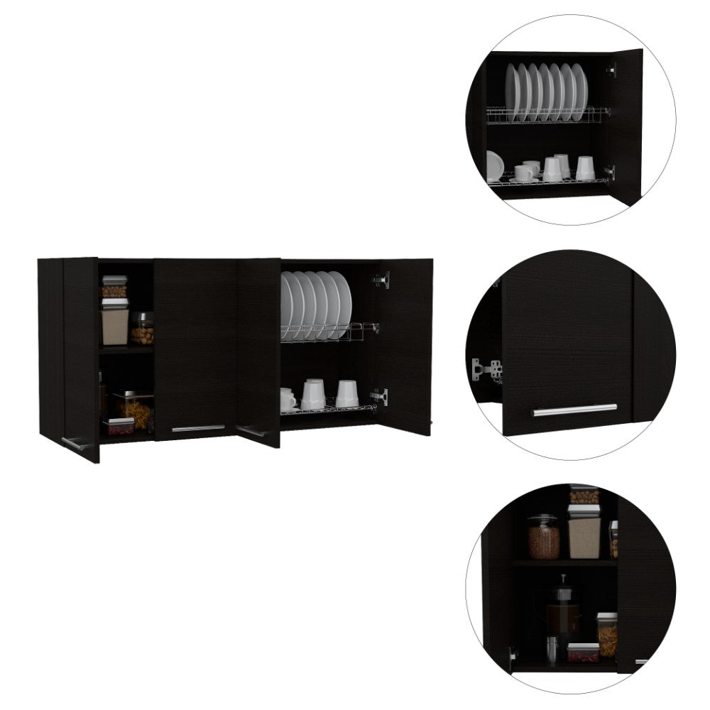 Kitchen Cabinet Durham, Four Doors, Black Wengue Finish-2