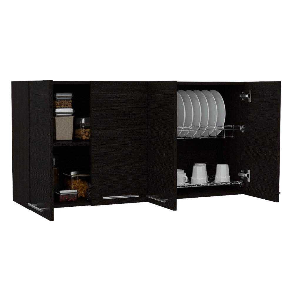 Kitchen Cabinet Durham, Four Doors, Black Wengue Finish-4