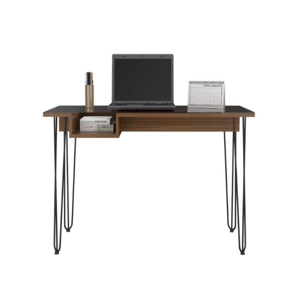 Desk Rolo140, One Shelf, Four Legs, Mahogany Finish-1