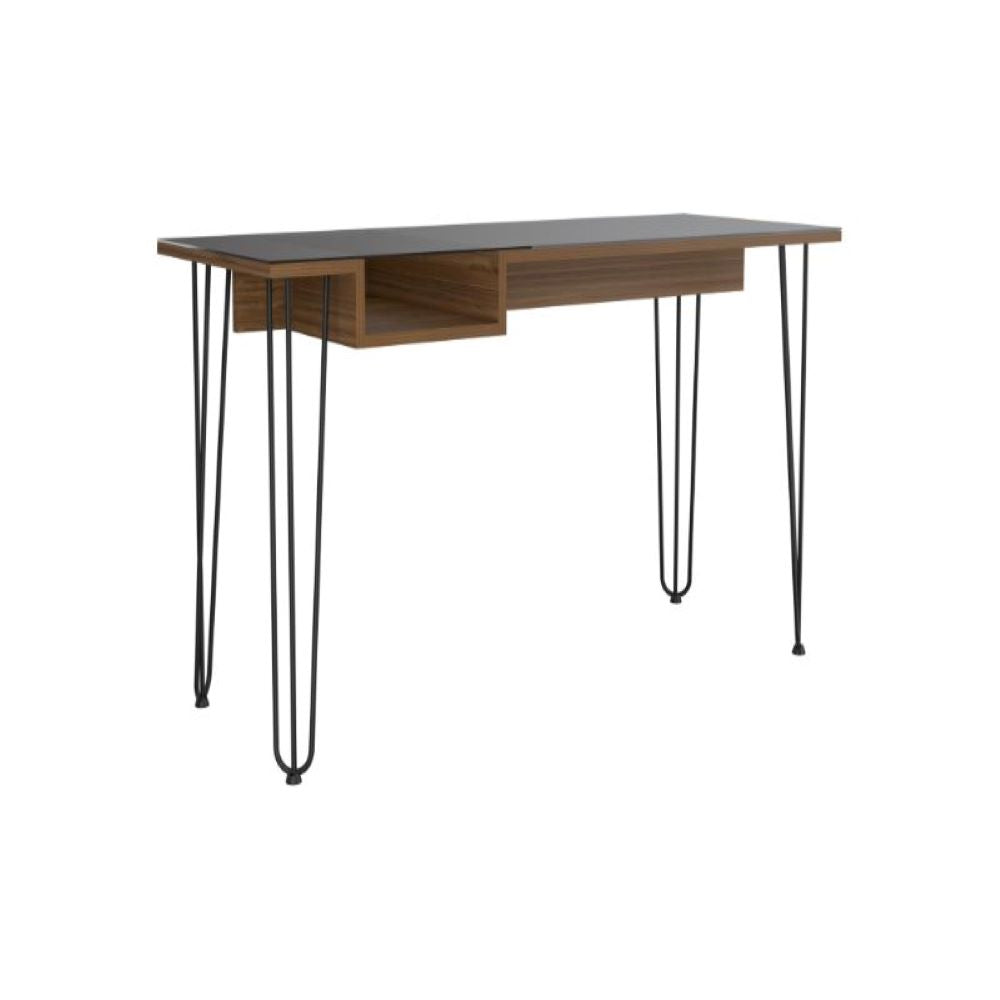 Desk Rolo140, One Shelf, Four Legs, Mahogany Finish-4