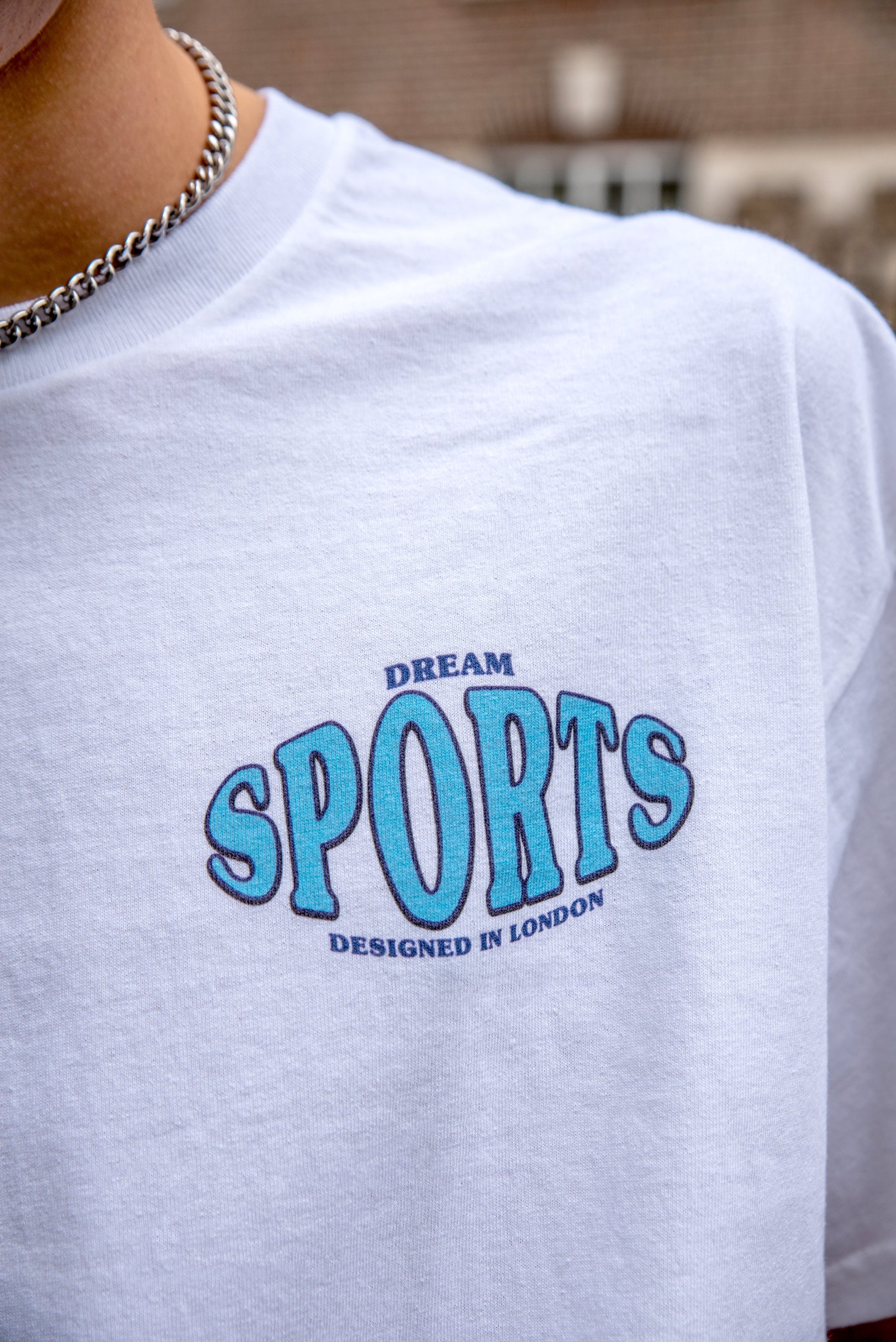 Short Sleeved T-shirt in White With Dream Sports Chest Print-4