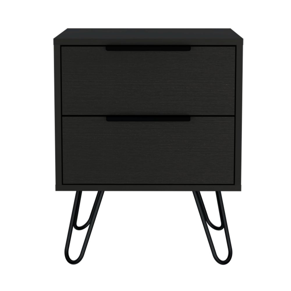 Nightstand Skyoner 2, Harpin Legs, Two Drawers, Black Wengue Finish-3