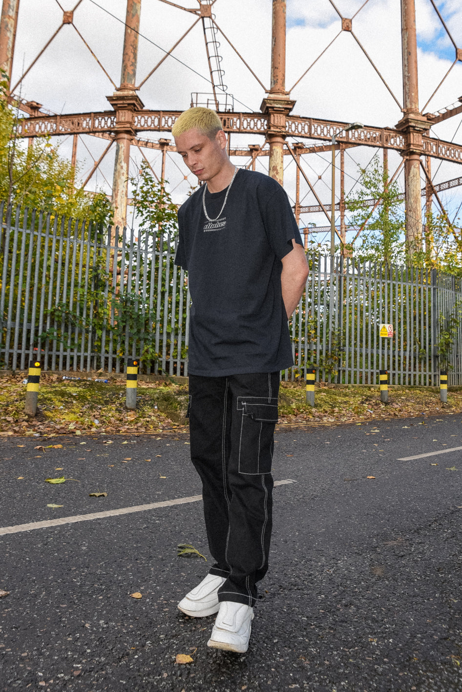 T-Shirt in Black with DBDNS Futuristic Logo Embroidery-2