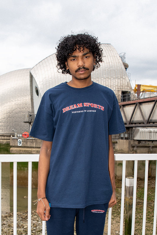 T-Shirt in Navy With Dream Sports Embroidery-0