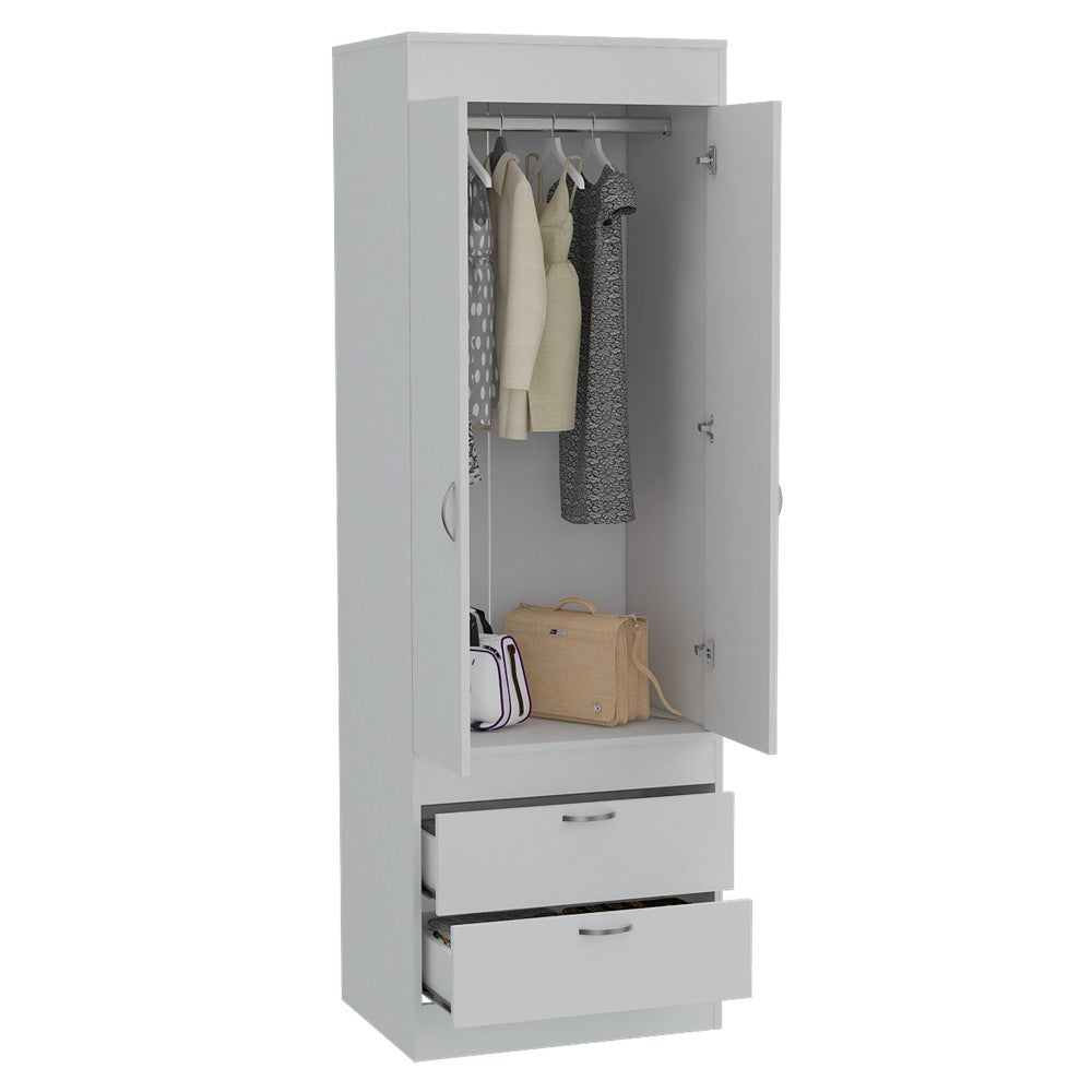 Armoire Tarento,Two Drawers, White Finish-3