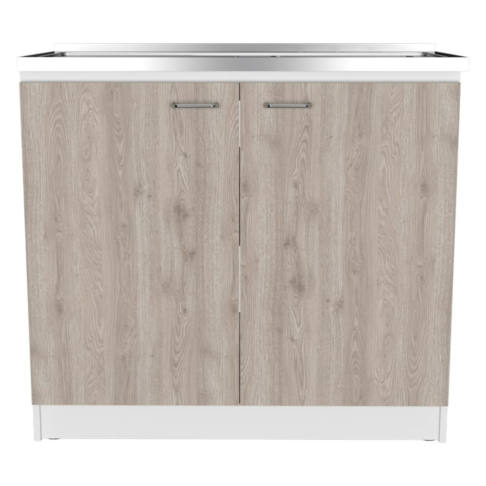 Utility Sink Vernal, Double Door, Smokey Oak / Light Gray Finish-3