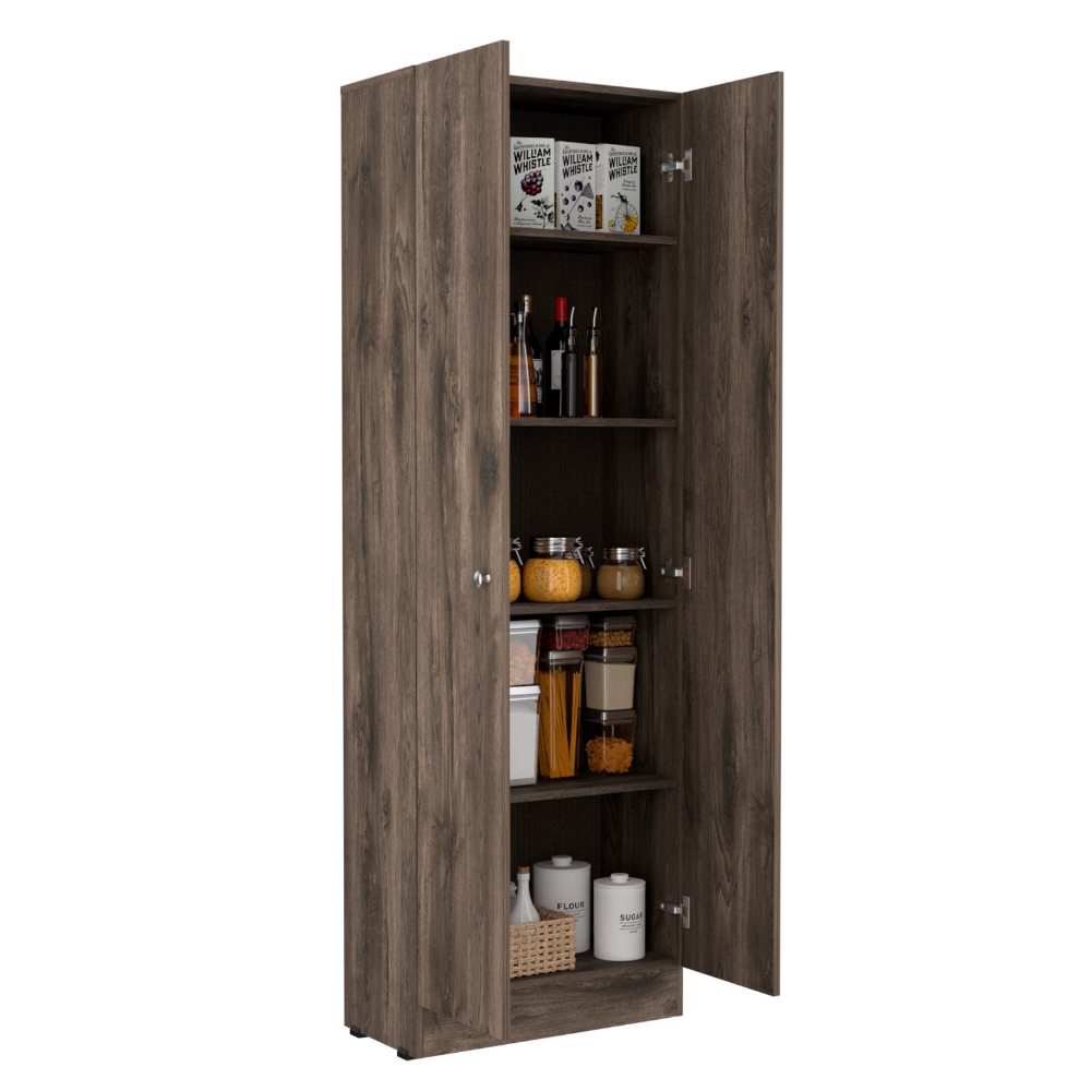 Storage Cabinet Pipestone, Five Shelves, Dark Brown / Black Wengue Finish-4