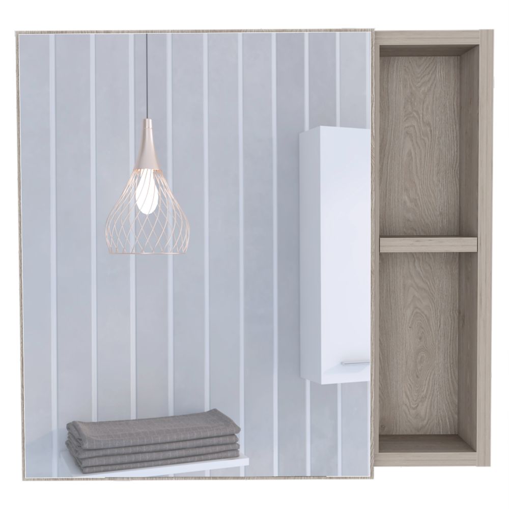 Medicine Cabinet Viking, Three Internal Shelves, Single Door, Two External Shelves, Light Gray Finish-2