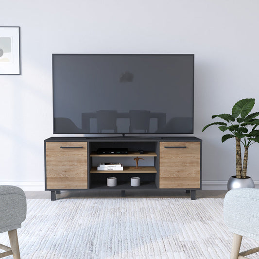 Tv Stand for TV´s up 55" Washington, Four Shelves, Black Wengue / Pine Finish-0