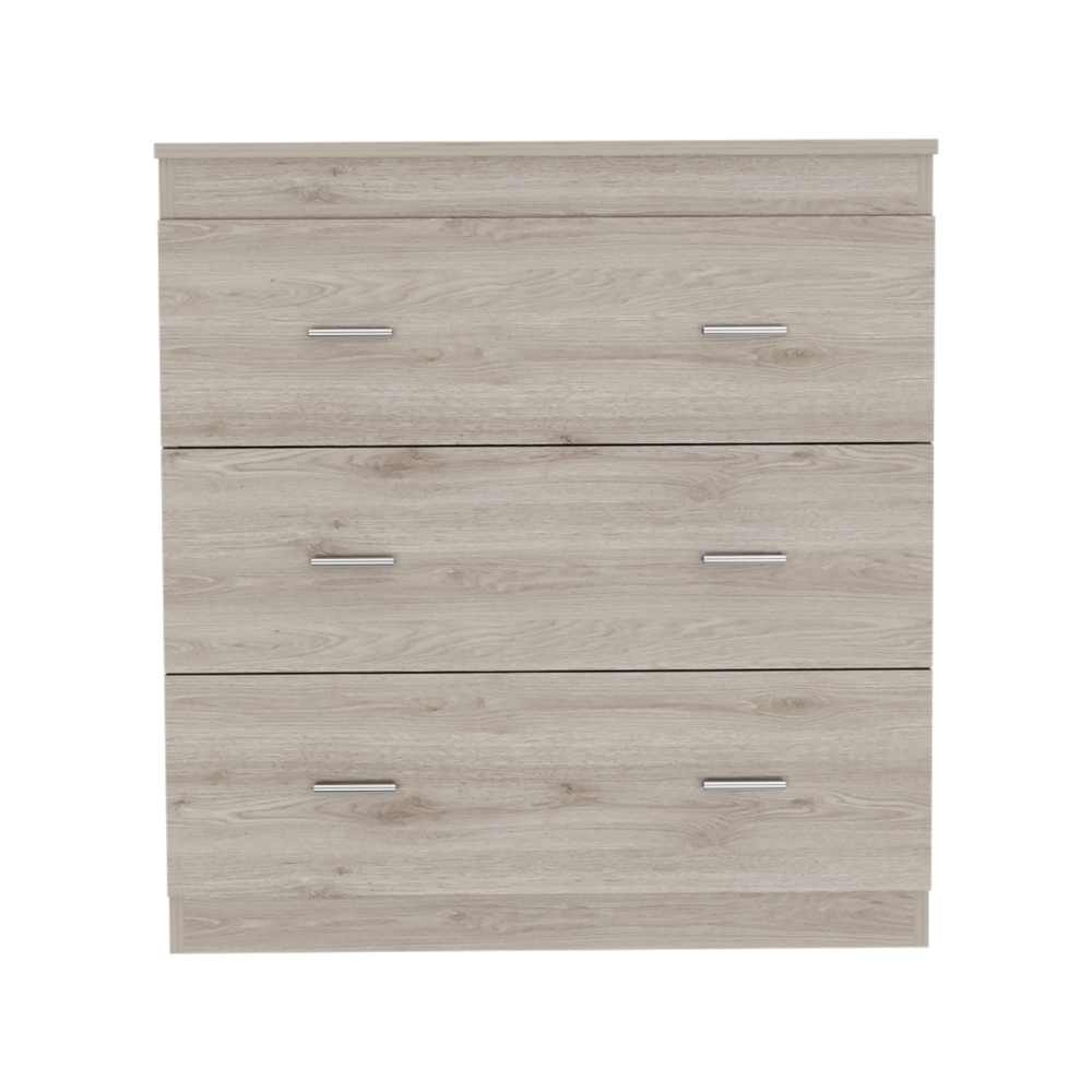 Three Drawer Dresser Whysk, Superior Top, Handles, Light Gray / White Finish-3