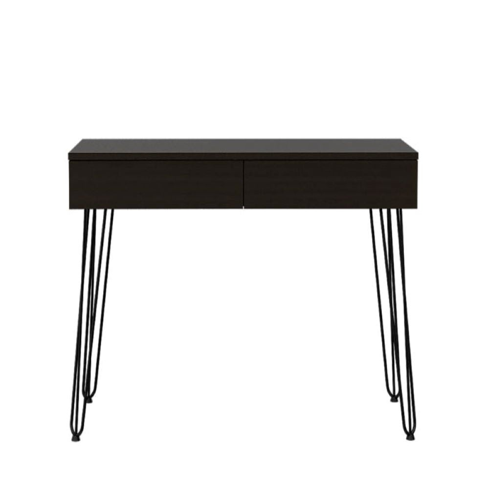 Desk Hinsdale with Hairpin Legs and Two Drawers, Smokey Oak Finish-3