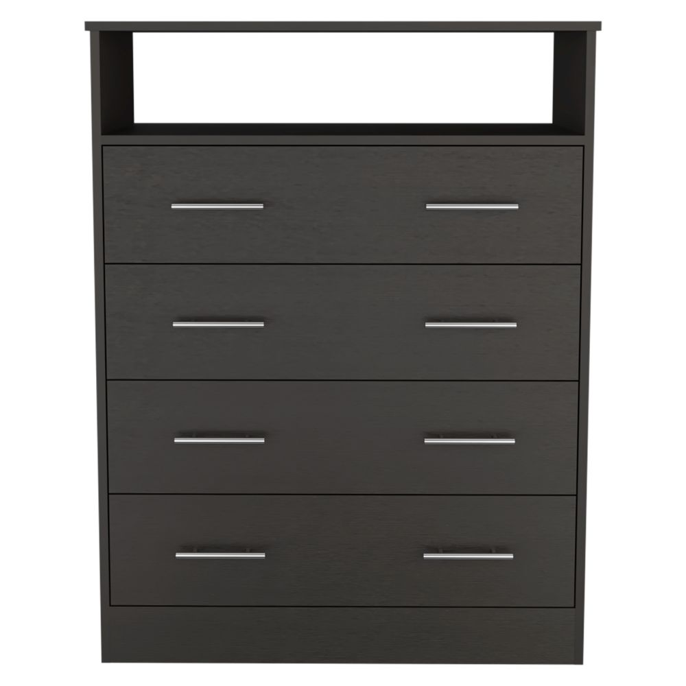 Four Drawer Dresser Wuju, One Shelf, Black Wengue Finish-3