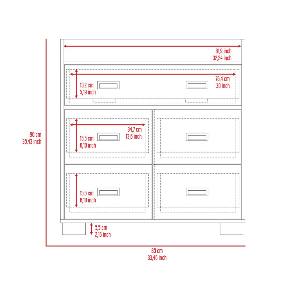 Dresser Wuuman, Four Drawers, Single Double Drawer, Dark Brown Finish-4