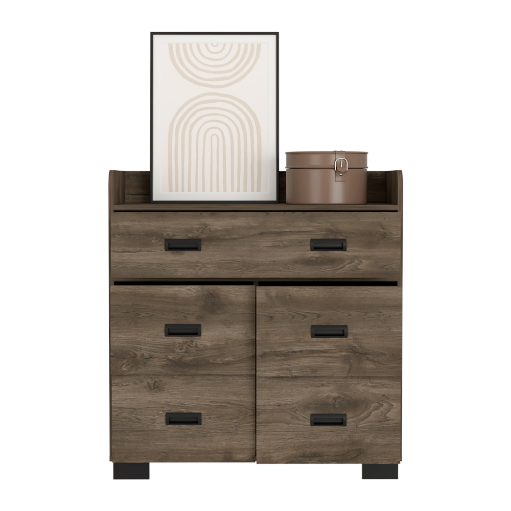 Dresser Wuuman, Four Drawers, Single Double Drawer, Dark Brown Finish-1