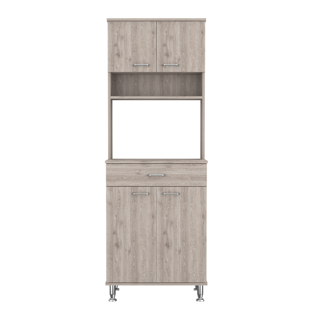 Pantry Piacenza, Two Double Door Cabinet, Light Gray Finish-3