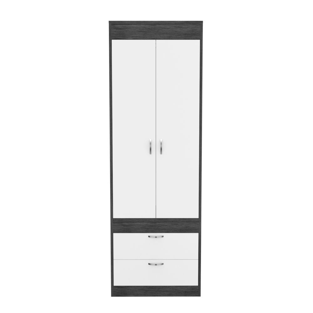 Armoire Tarento,Two Drawers, Smokey Oak / White Finish-3