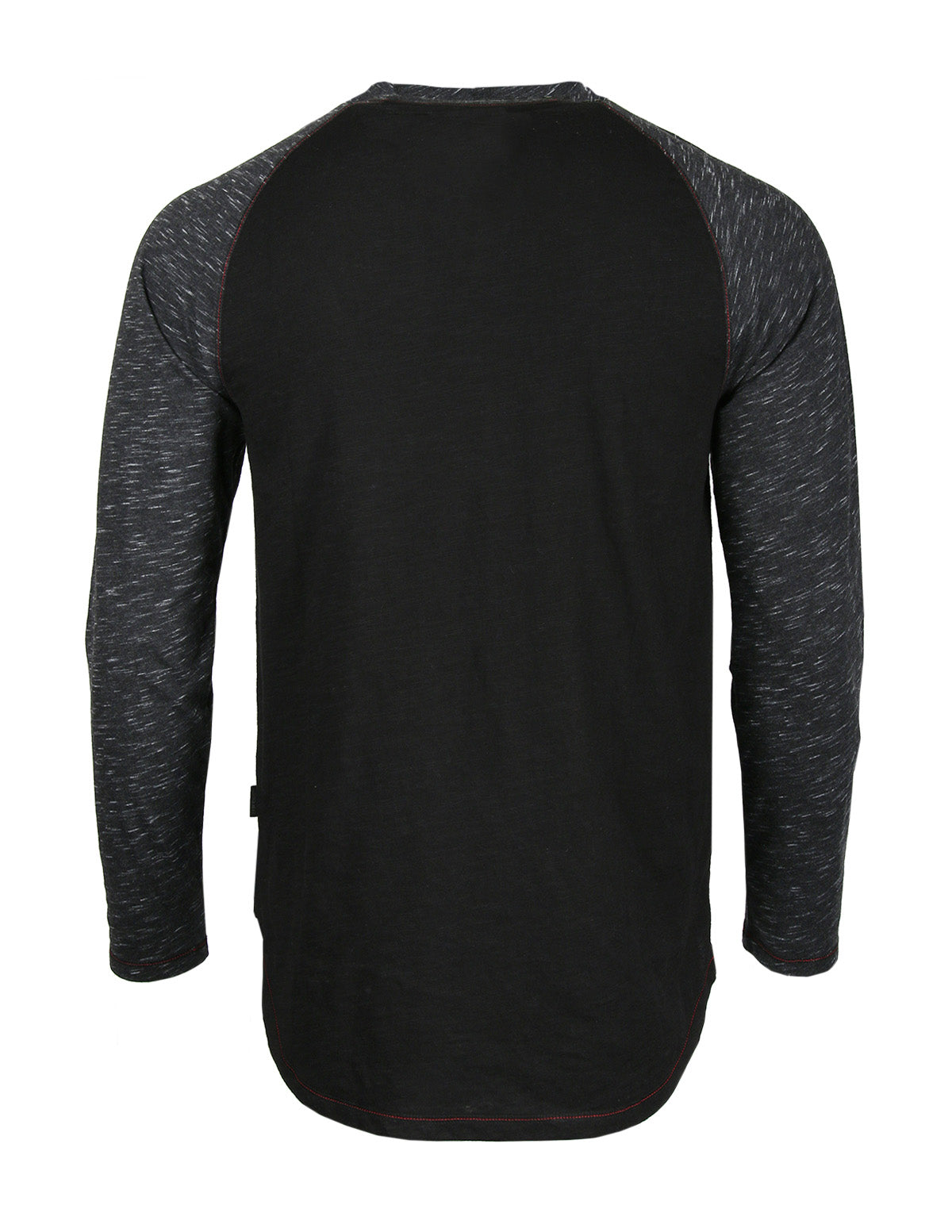 ZIMEGO Long Sleeve Contrast Raglan Henley V-Neck T-Shirts BLK-BLK-3