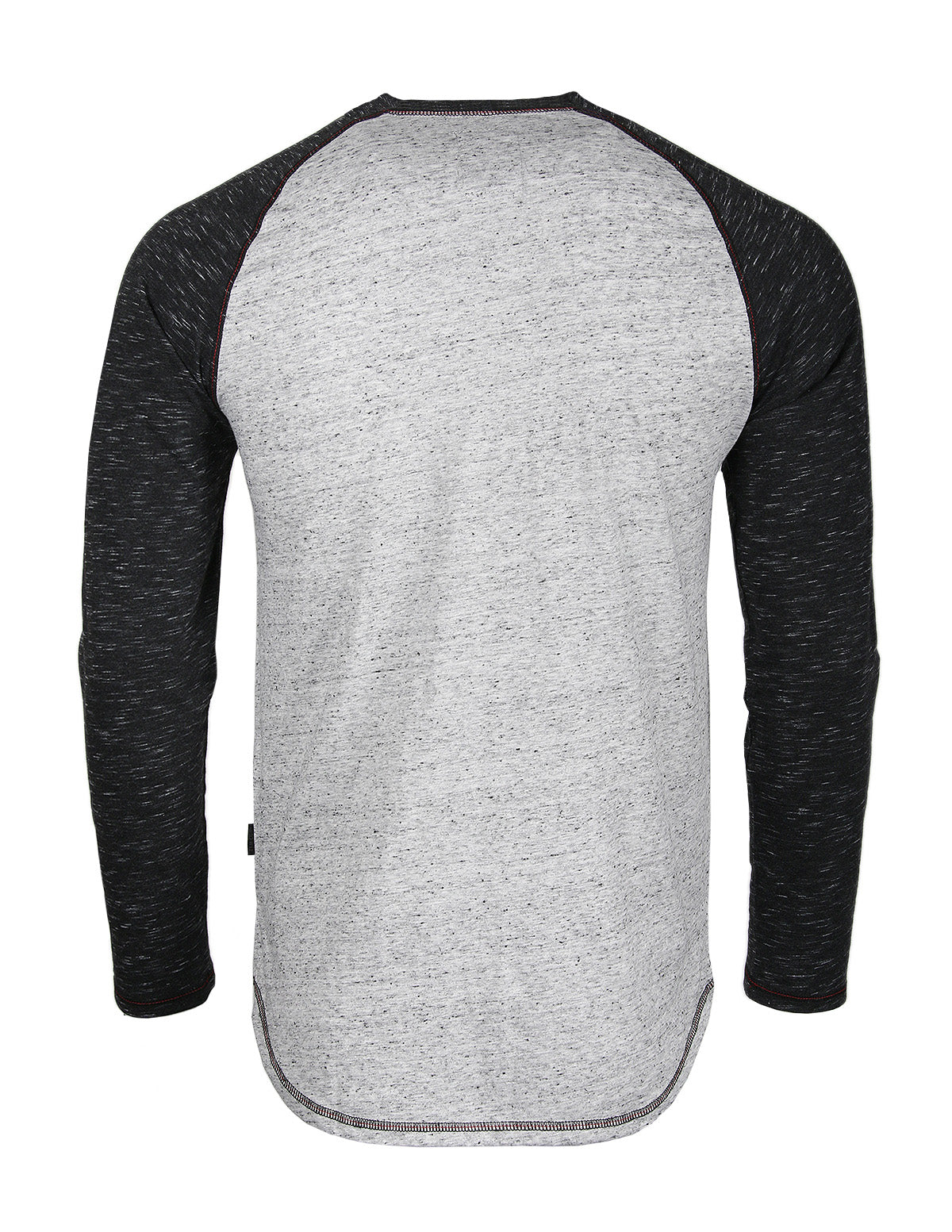 ZIMEGO Long Sleeve Contrast Raglan Henley V-Neck T-Shirts HEATHER DOT-3