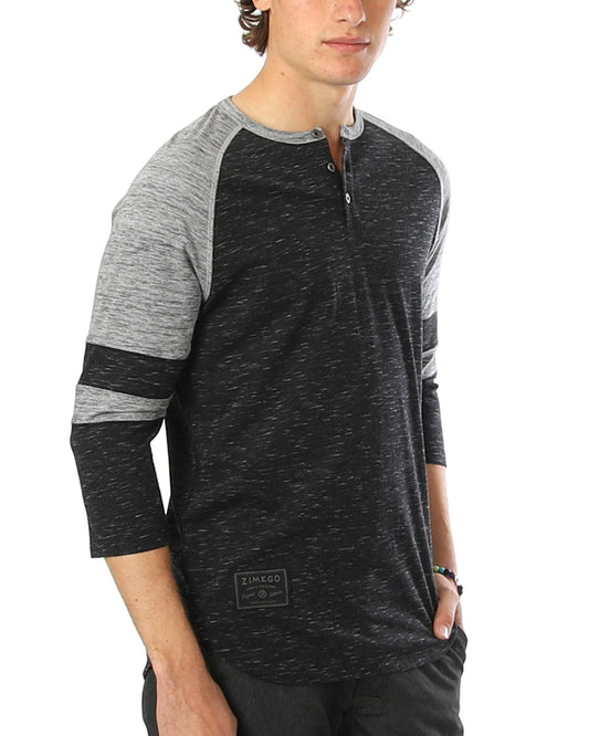 ZIMEGO Men's 3/4 Sleeve Baseball Football College Raglan Henley Athletic T-shirt-0