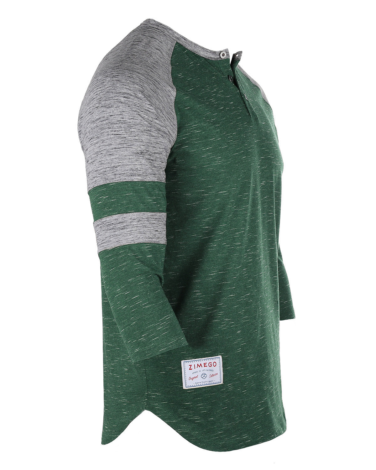 ZIMEGO Men's 3/4 Sleeve GREEN Baseball Football College Raglan Henley Athletic T-shirt-3