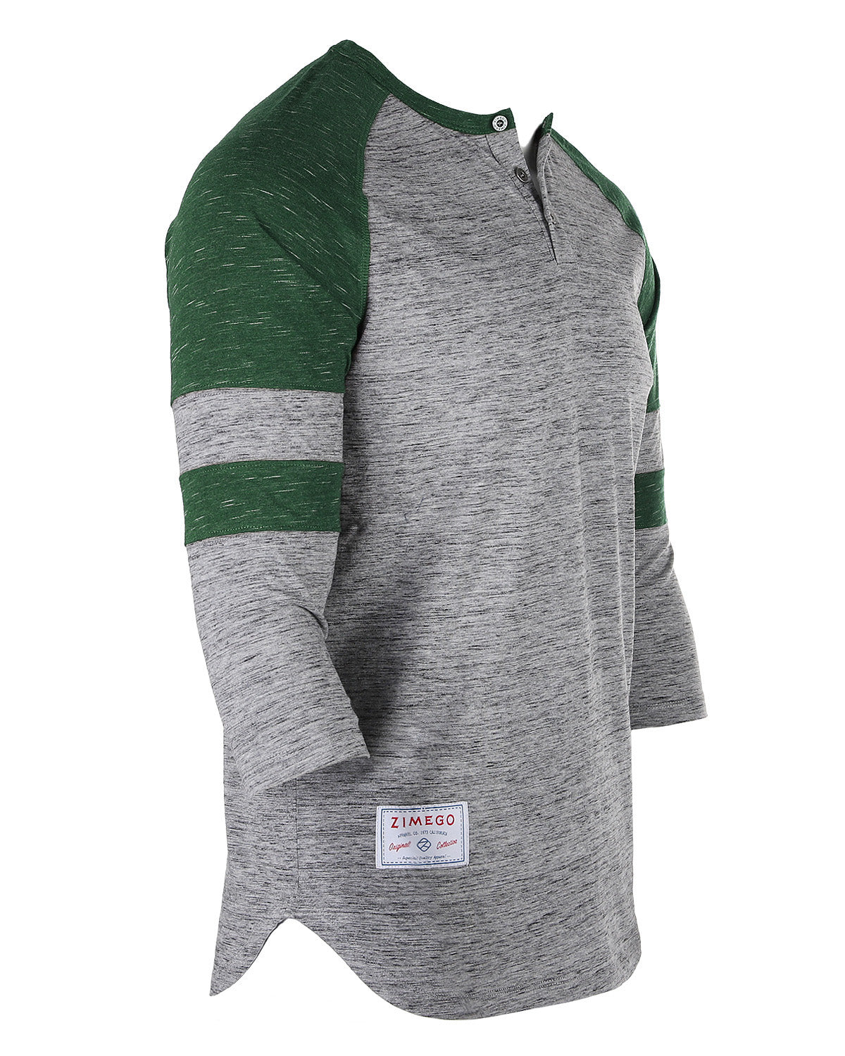 ZIMEGO Men's 3/4 Sleeve GREEN Baseball Football College Raglan Henley Athletic T-shirt-4