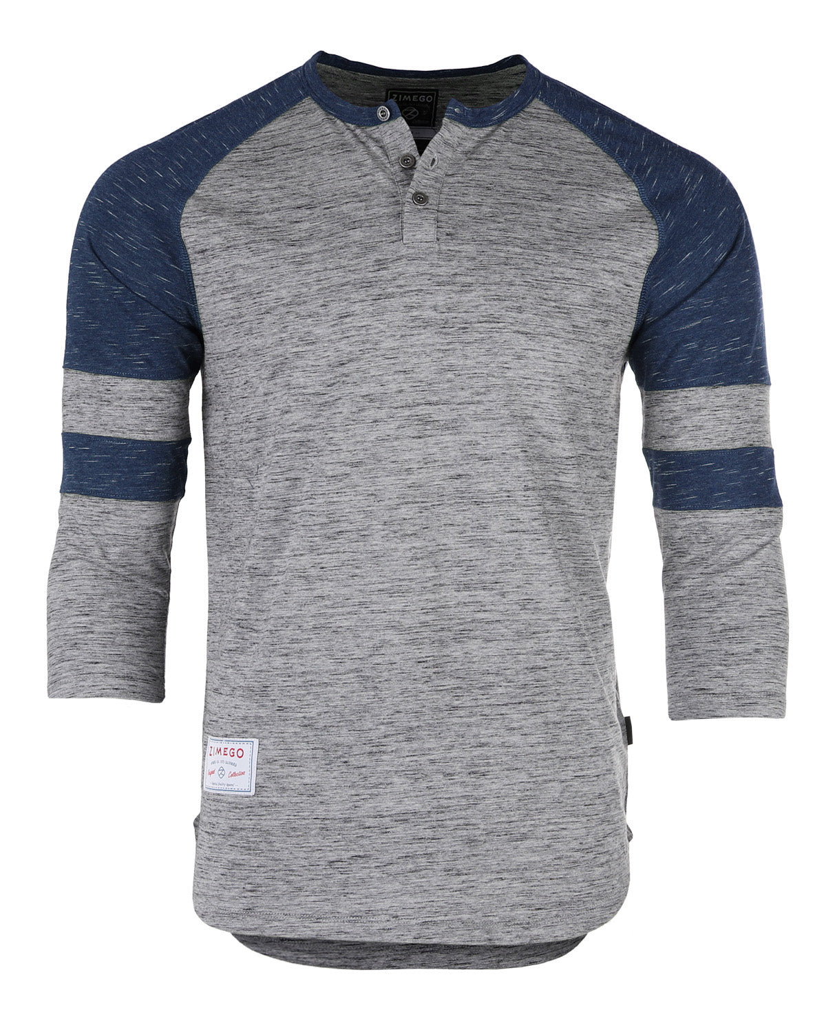 ZIMEGO Men's 3/4 Sleeve NAVY Baseball Football College Raglan Henley Athletic T-shirt-0