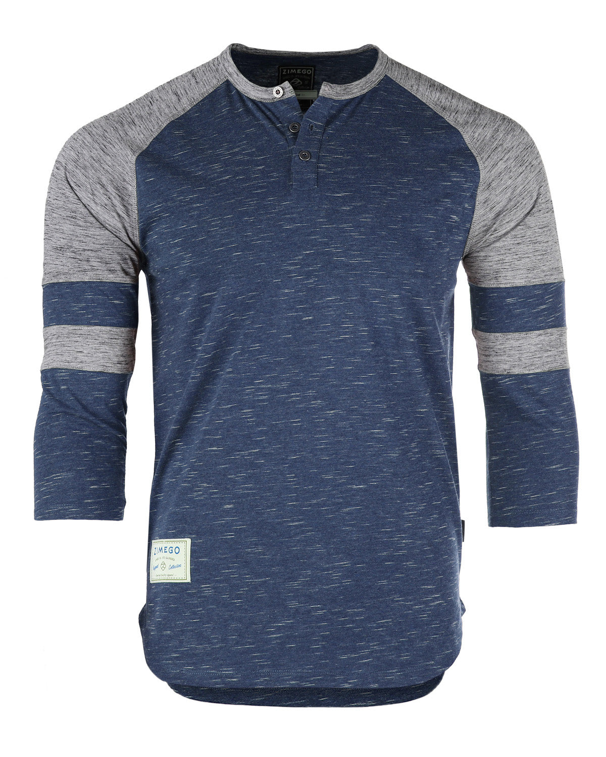 ZIMEGO Men's 3/4 Sleeve NAVY Baseball Football College Raglan Henley Athletic T-shirt-2