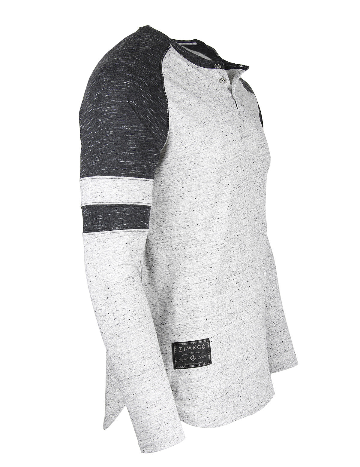 ZIMEGO Men’s Long Sleeve Athletic Contrast Stripes Arm Raglan Henley - ZGLS146-1