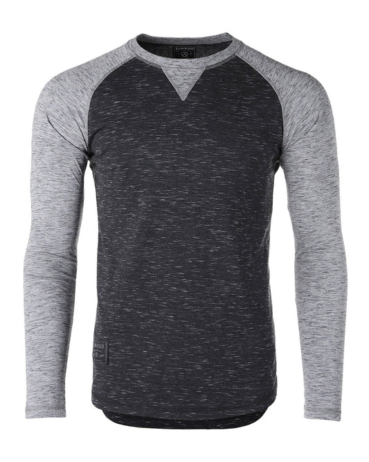 ZIMEGO Men Athletic Fit Baseball Retro Contrast Long Sleeve Raglan T-Shirt-0