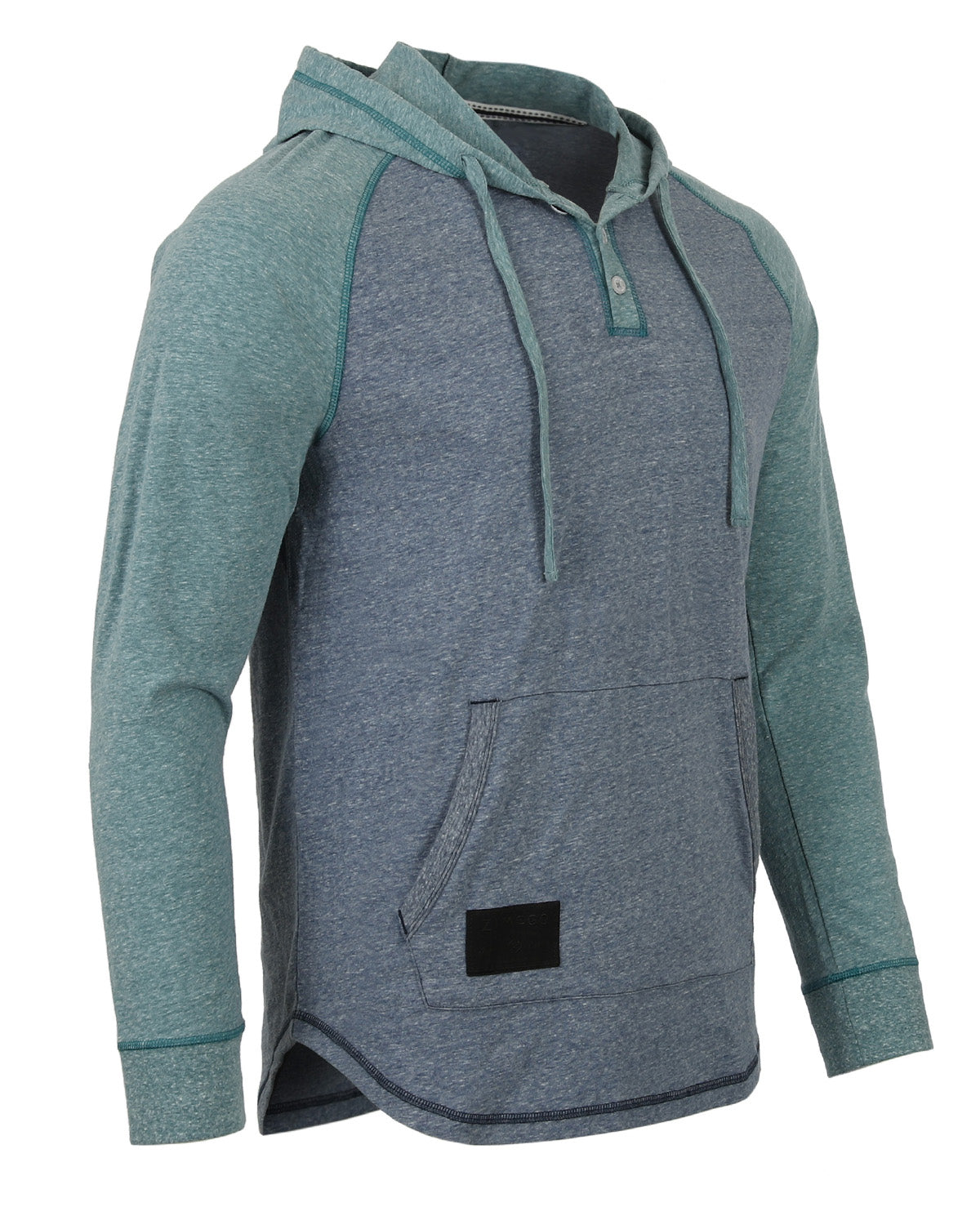 ZIMEGO Men's Long Sleeve Henley Raglan Hoodie with Kangaroo Pocket-2