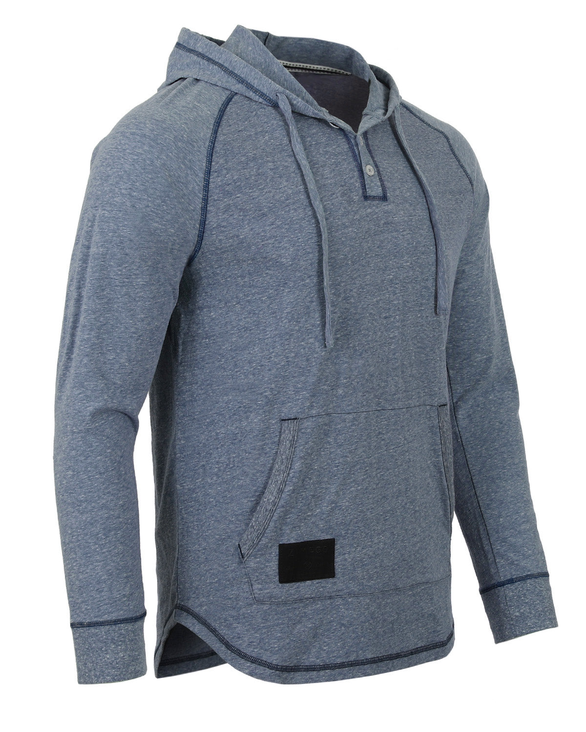 ZIMEGO Men's Long Sleeve Henley Raglan Hoodie with Kangaroo Pocket-1