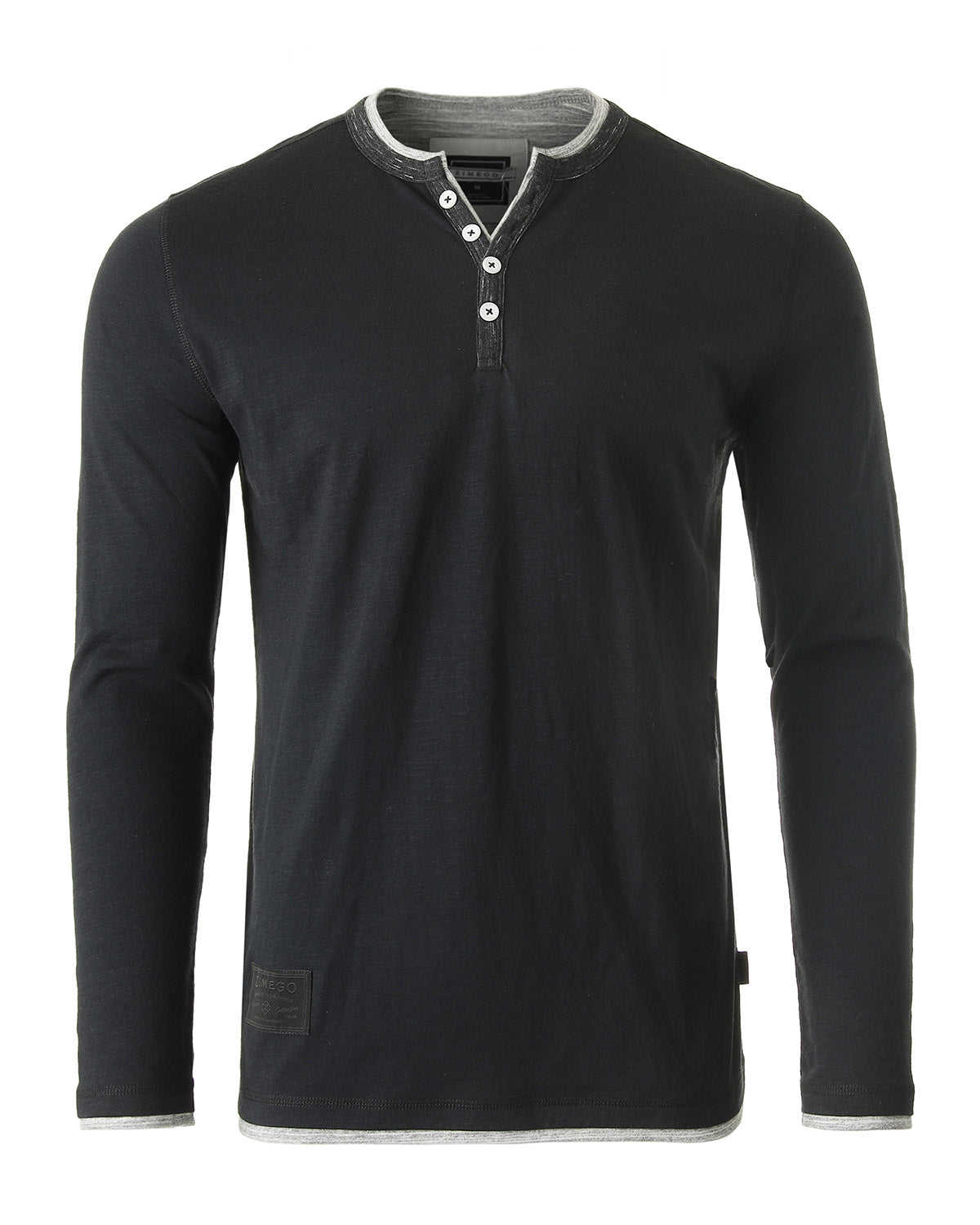 ZIMEGO Men's Long Sleeve Double Layered Y-Neck Fashion Henley - ZGLS247-1