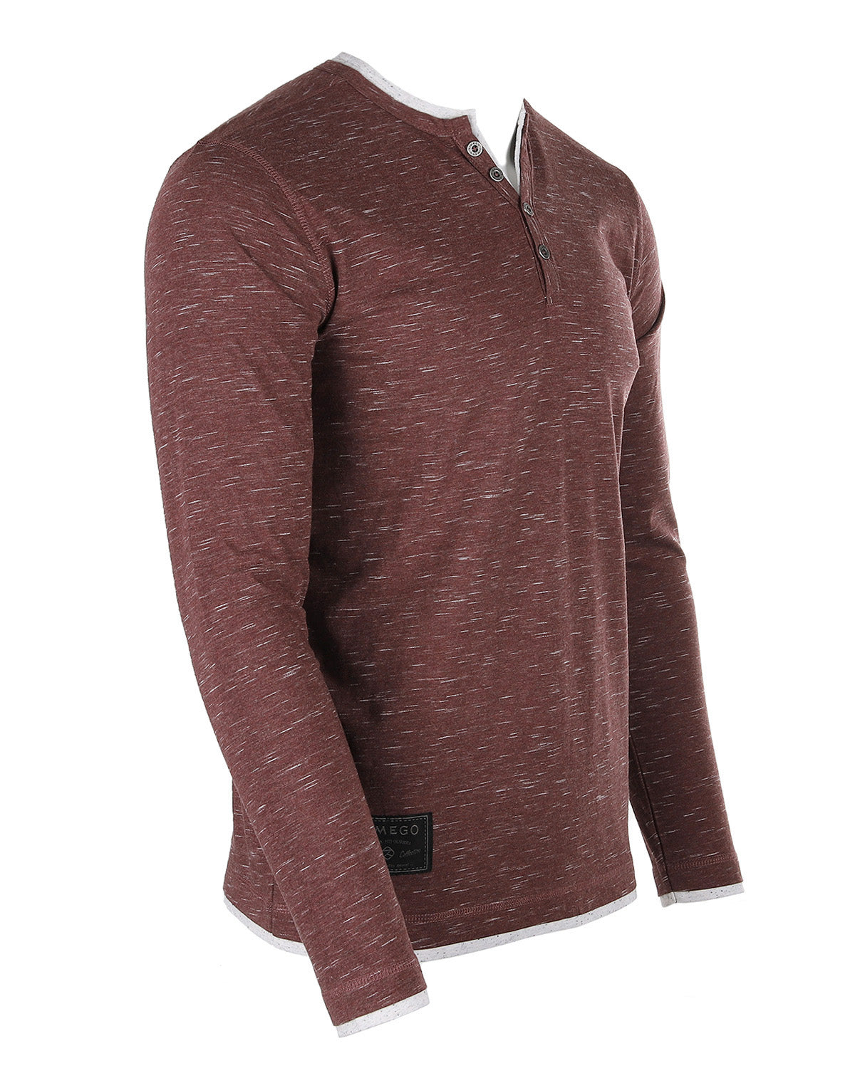 ZIMEGO Men's Long Sleeve Double Layered Y-Neck Fashion Henley - ZGLS247-2