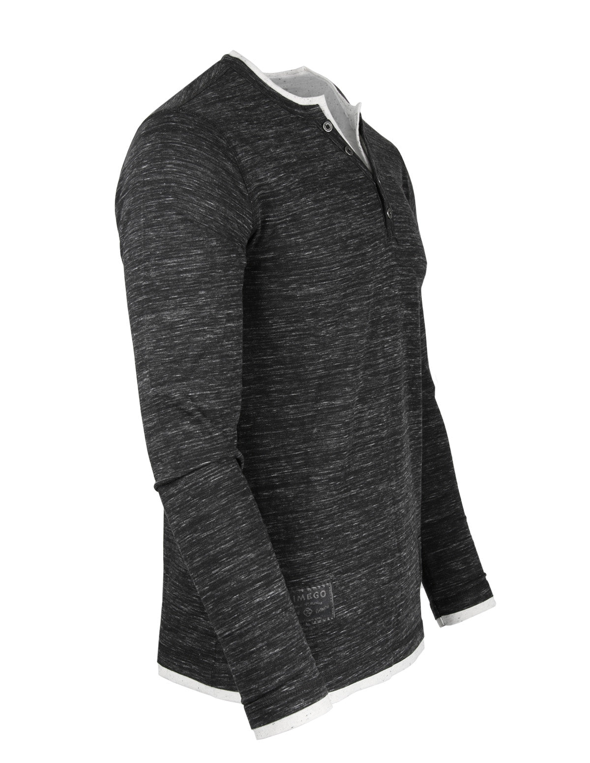 ZIMEGO Men's Long Sleeve Double Layered Y-Neck Fashion Henley - ZGLS247-1