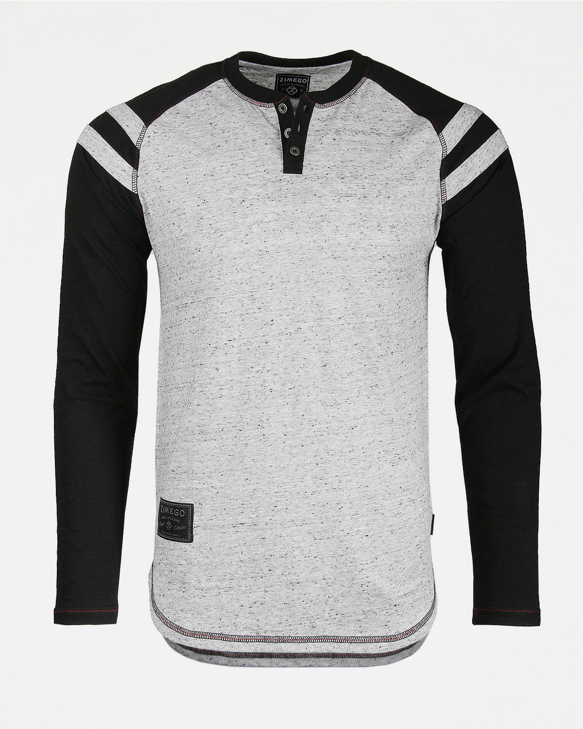 ZIMEGO Men's Long Sleeve Athletic Stripes Arm Contrast Raglan Henley - ZGLS555-0