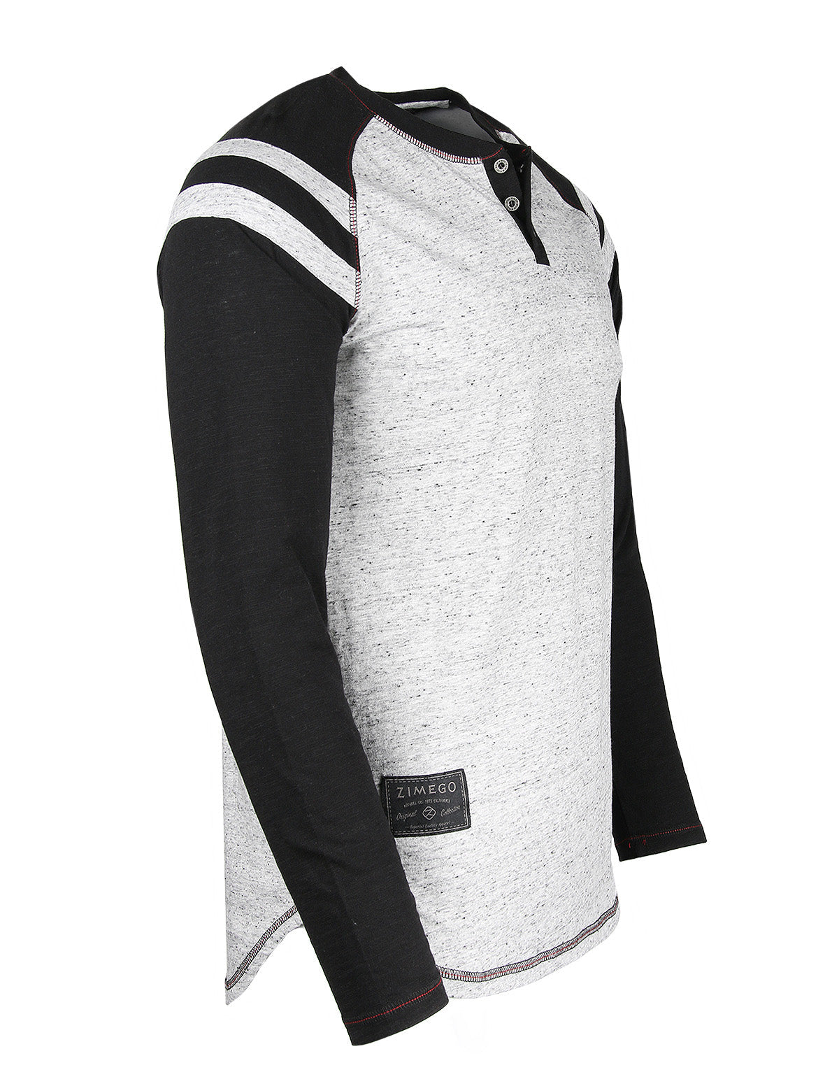 ZIMEGO Men's Long Sleeve Athletic Stripes Arm Contrast Raglan Henley - ZGLS555-1