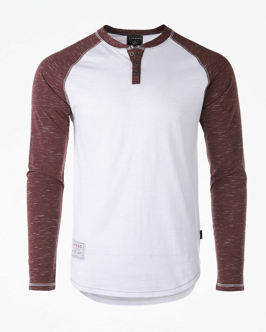 ZIMEGO Men's Long Sleeve Athletic Stripes Arm Contrast Raglan Henley - ZGLS555-0