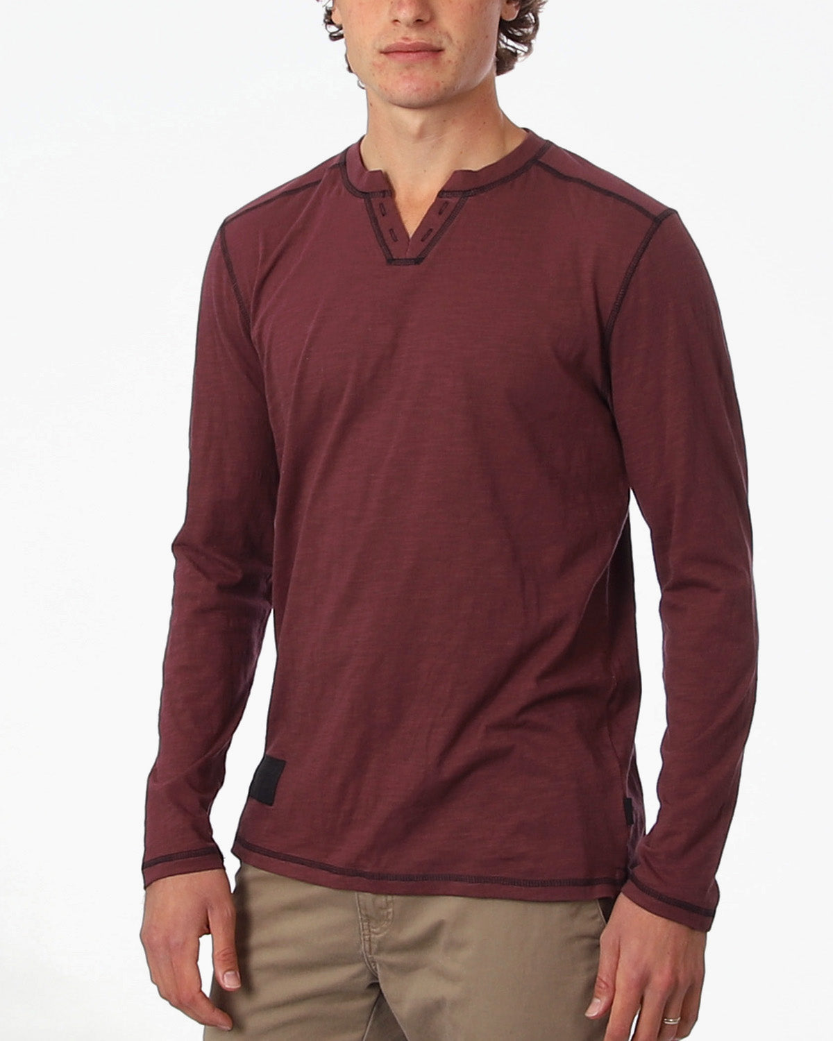 ZIMEGO Men's Vintage Long Sleeve Notch V-Neck Henley Casual Shirt-1