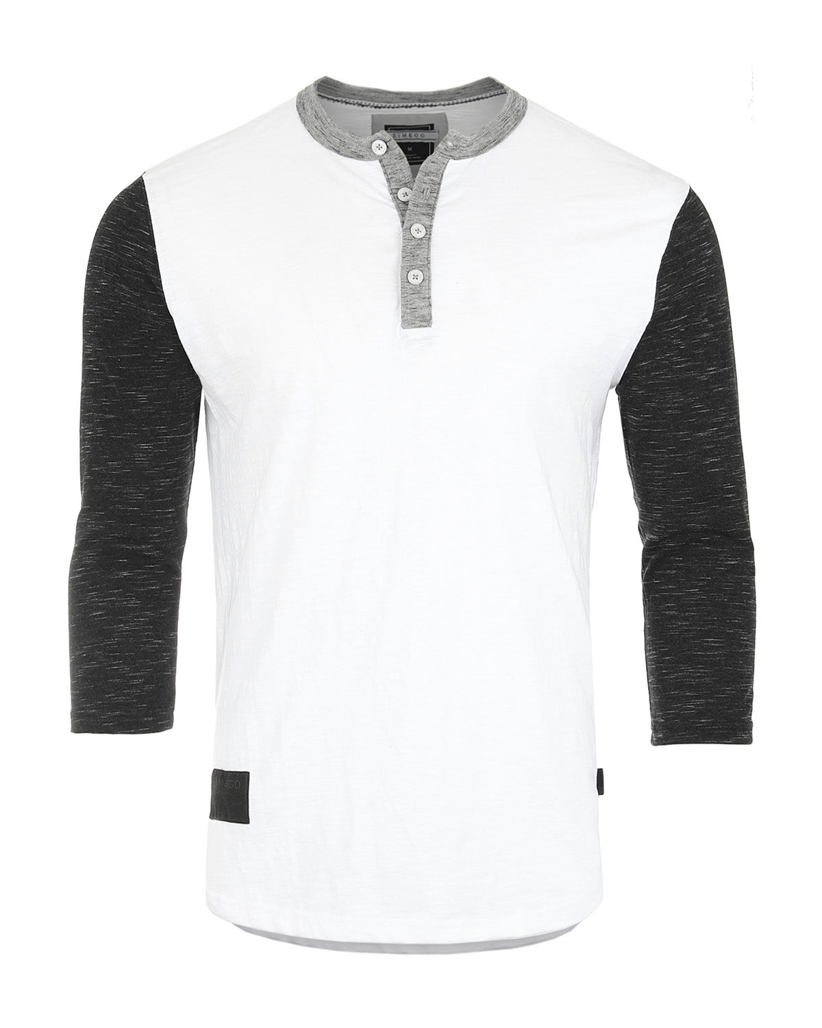 ZIMEGO Men's 3/4 Sleeve Black & White Baseball Henley – Casual Athletic Button Crewneck Shirts-1