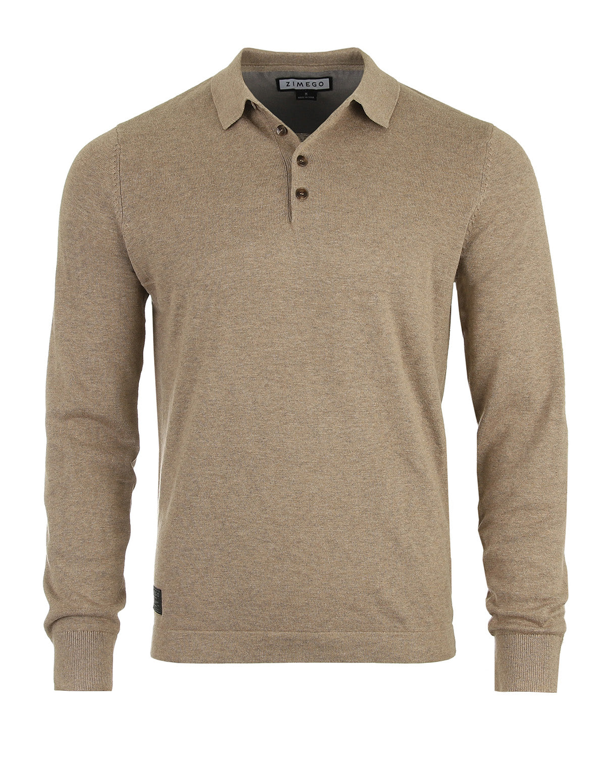 ZIMEGO Men's Casual Polo Sweater - Long Sleeve Pullover Button Knit Shirt-0