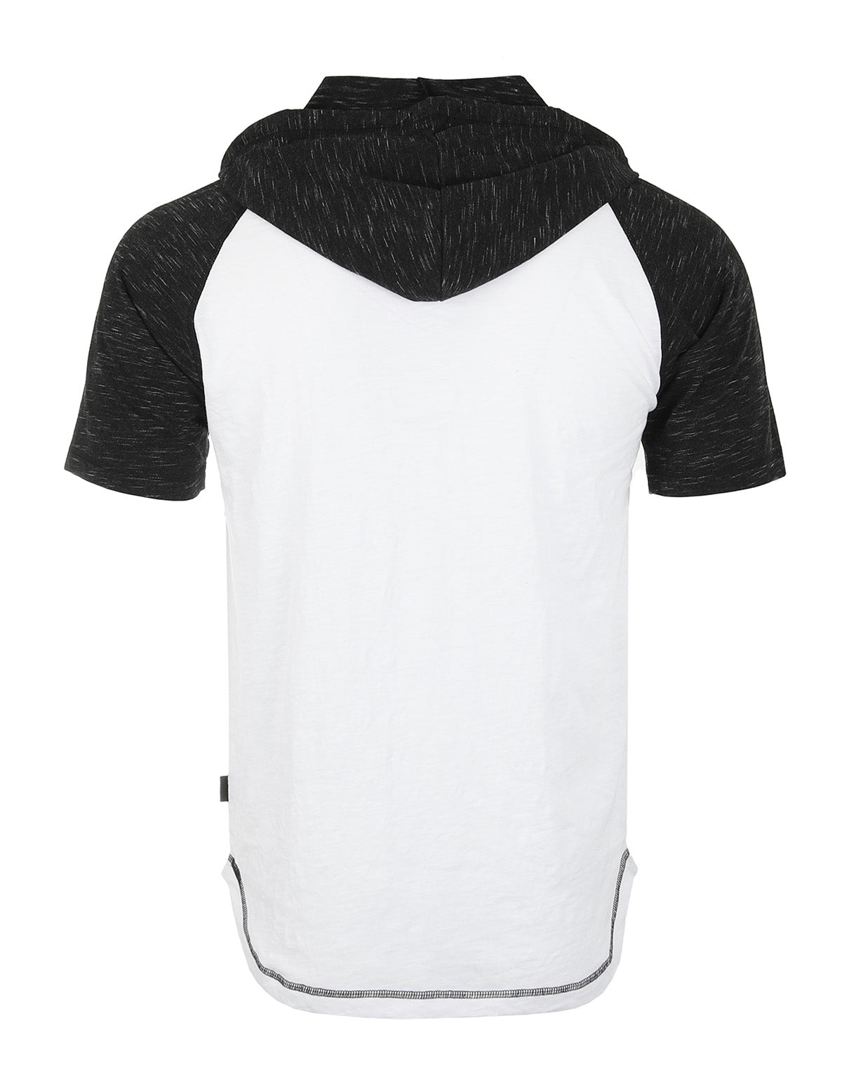 ZIMEGO Men's Short Sleeve Raglan Henley Hoodie Round Bottom Semi Longline T-Shirt-2