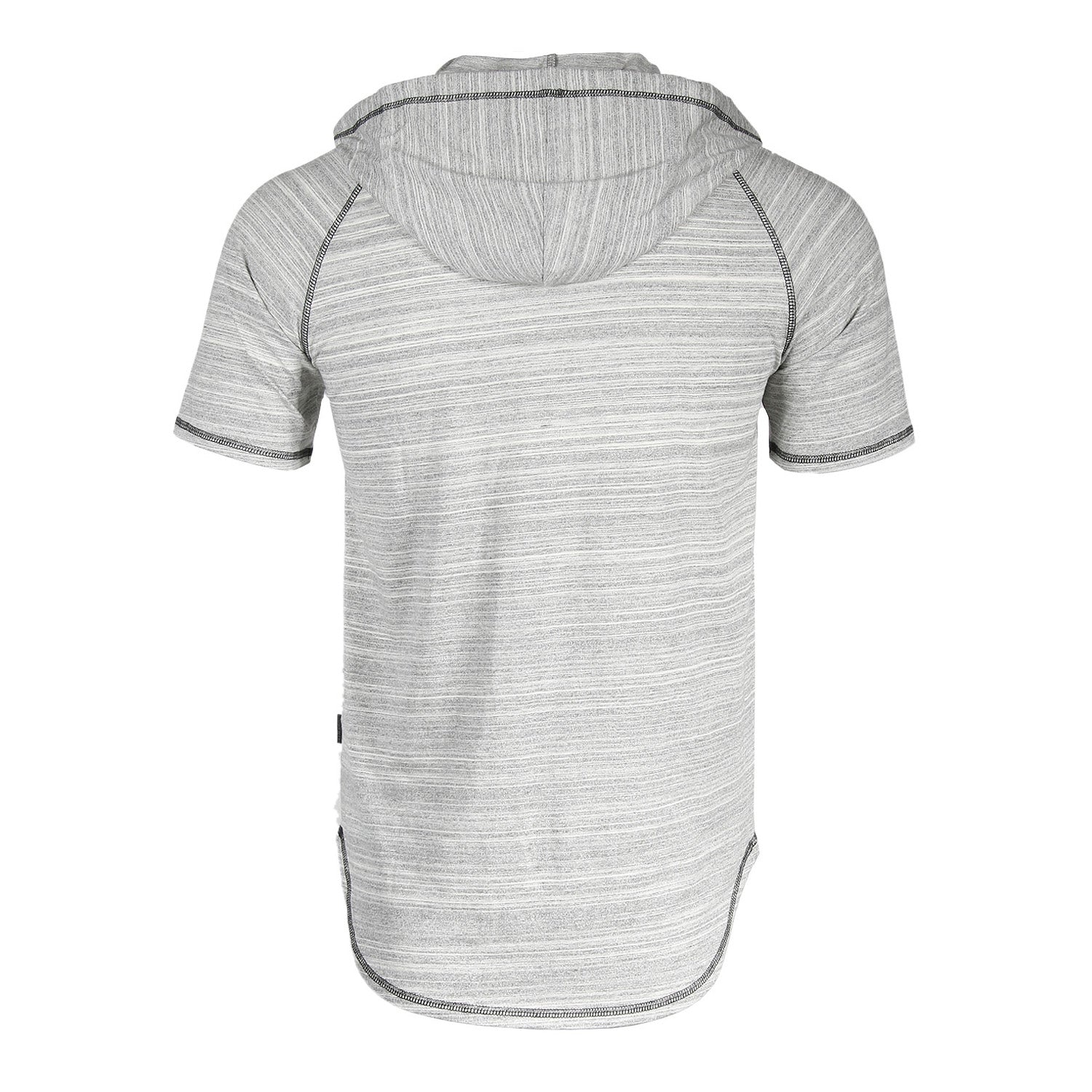 ZIMEGO Short Sleeve Raglan Henley Hoodie Round Bottom Semi Longline T-Shirt-2