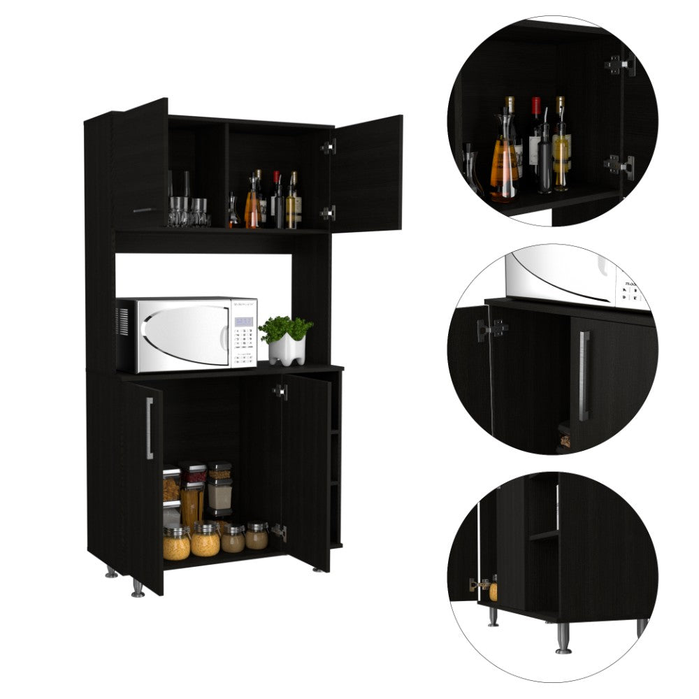 Pantry Cabinet Delaware, Double Door, Black Wengue Finish-2