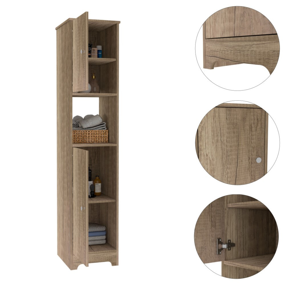 Linen Cabinet Albany, Four Interior Shelves, Light Oak Finish-2