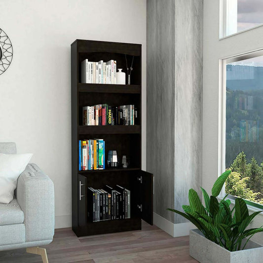 Bookcase Denver, Metal Hardware, Black Wengue Finish-0