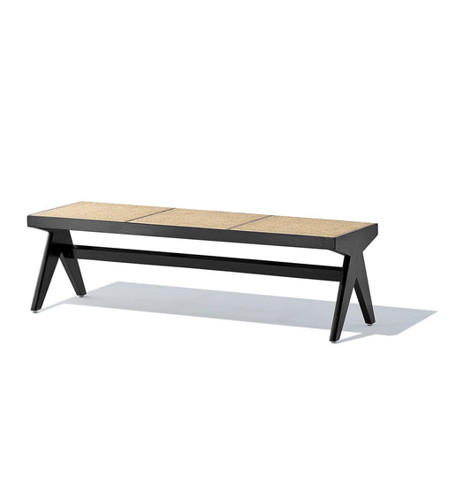 Célia Bench - Black & Natural Rattan-0