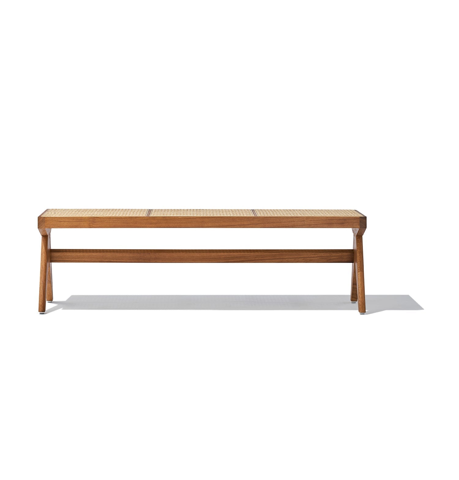 Célia Bench - Walnut & Natural Rattan-2