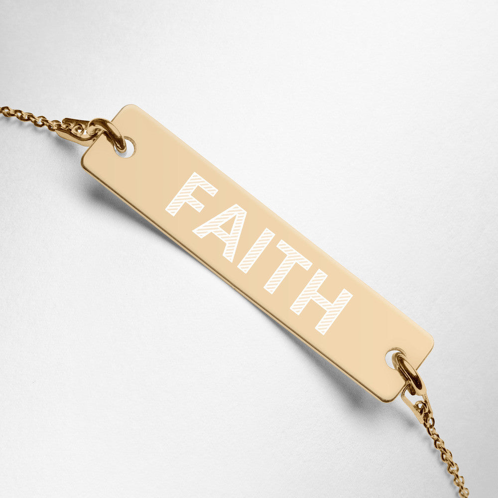 FAITH Engraved Silver Bar Chain Bracelet by Gianneli-8